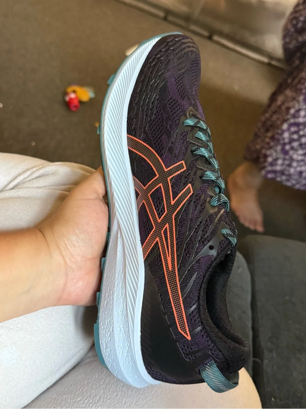 Asics Women's Athletic Shoe in Purple with Coral and Teal Accents